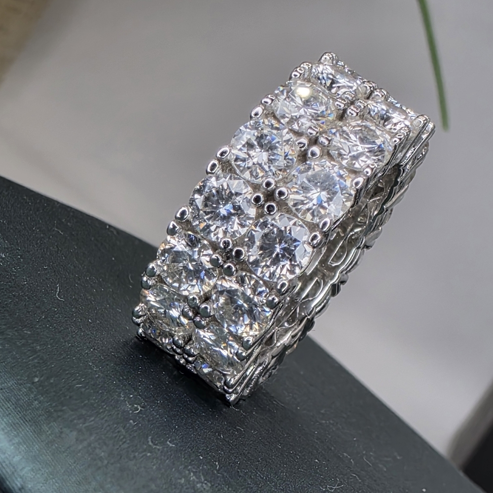 ✨ 8CTW . 2 Row. Moissanite Eternity Band | Solid S925 Sterling Silver ✨ - Picture 5 of 8